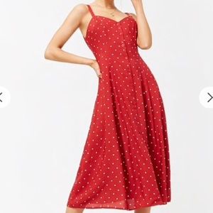 Red polka dot midi dress. Worn once.